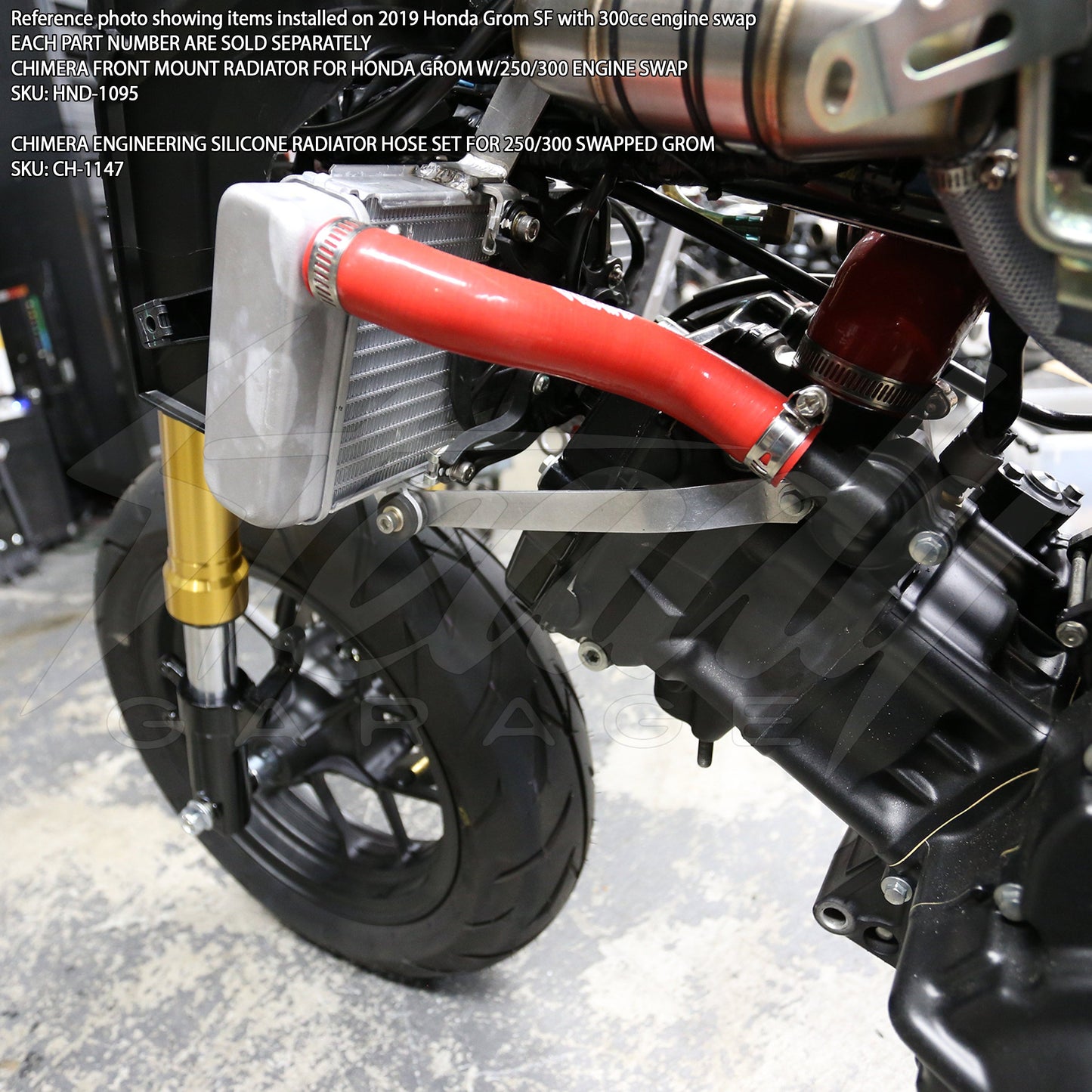 Chimera Front Mount Radiator for Honda Grom with CBR Engine Swaps