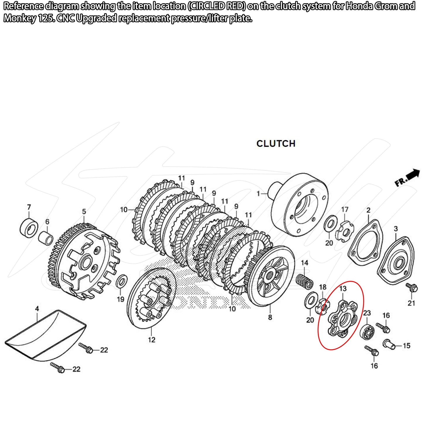 Chimera V2 CNC Clutch Lifter Plate - Honda Grom 125, Monkey 125 (2014-2020)